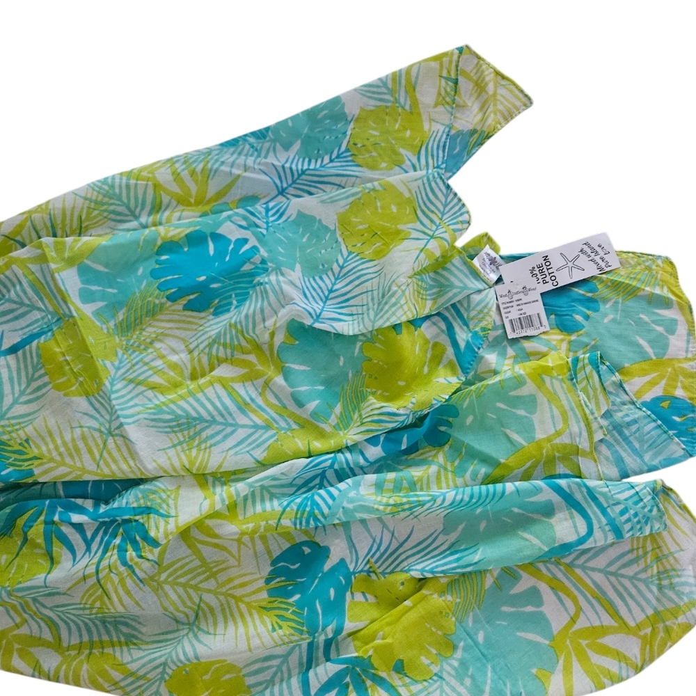 West Indies Wear Aqua Tropical Floral Scarf/ Beach Cover - Picture 7 of 11